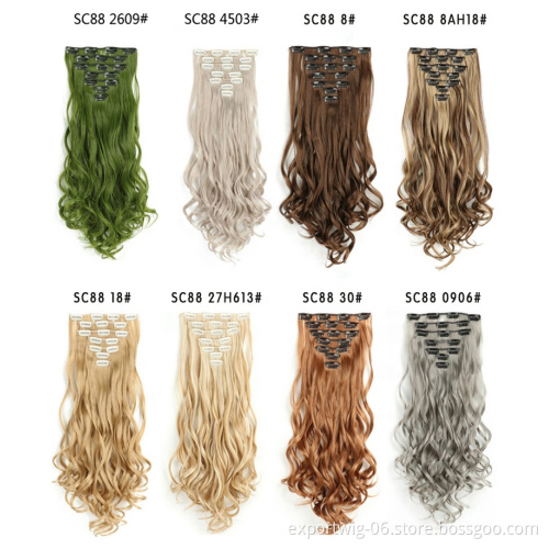 Synthetic clip in hair extension straight ponytail synthetic hair extension 7 piece clip in hair extensions